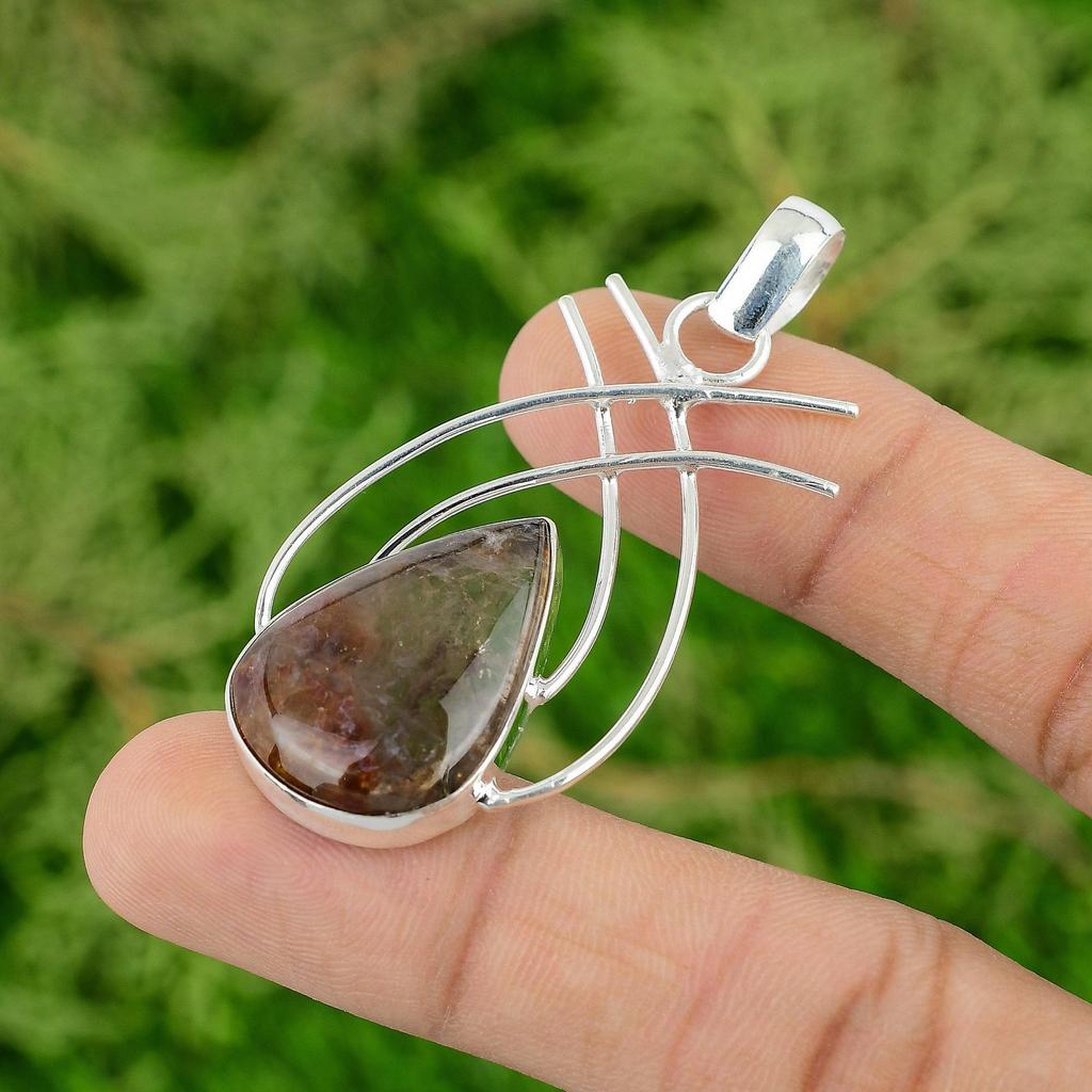 Daughters Day Deal Natural Garden Quartz 925 Sterling Silver Bezel New Pendant