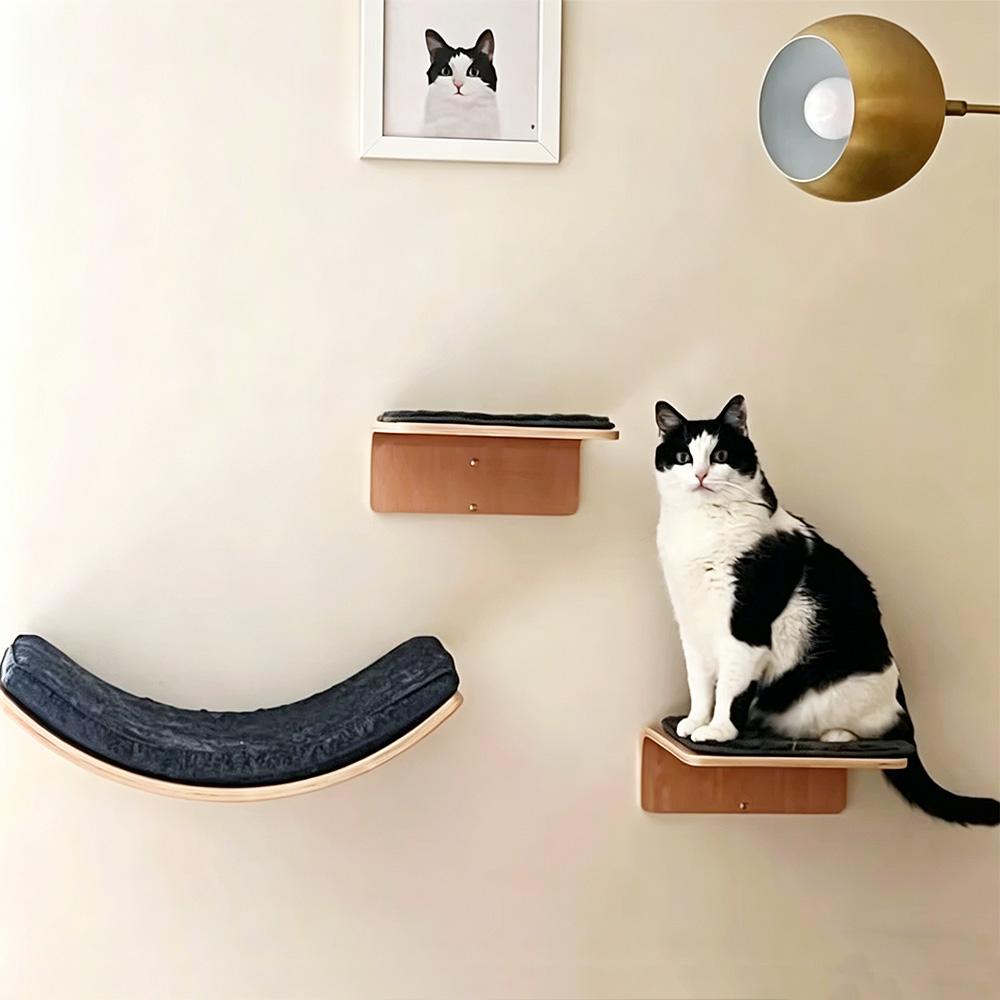 Wandmontiertes Katzenmöbel Kratzbaum Hängematte Versteckhaus Brücke Katzenkletterregale Katzen-Fitnessstudio Spielplatz Krallenpflege-Spielzeug