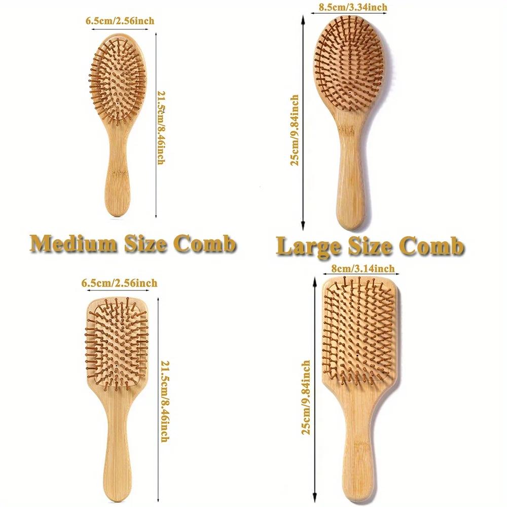 Natural Bamboo Paddle Comb Air Cushion Comb Scalp Massage Anti-static Tangle Free comb,Special for Real Hair Wigs