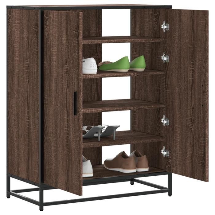 VidaXL Shoe Cabinet Brown Oak Engineered Wood and Metal 3300869