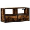 VidaXL Meuble TV chêne fumé 80x31x39,5 cm bois d'ingénierie et métal, support TV, armoire média, console TV, meuble HiFi, 848921