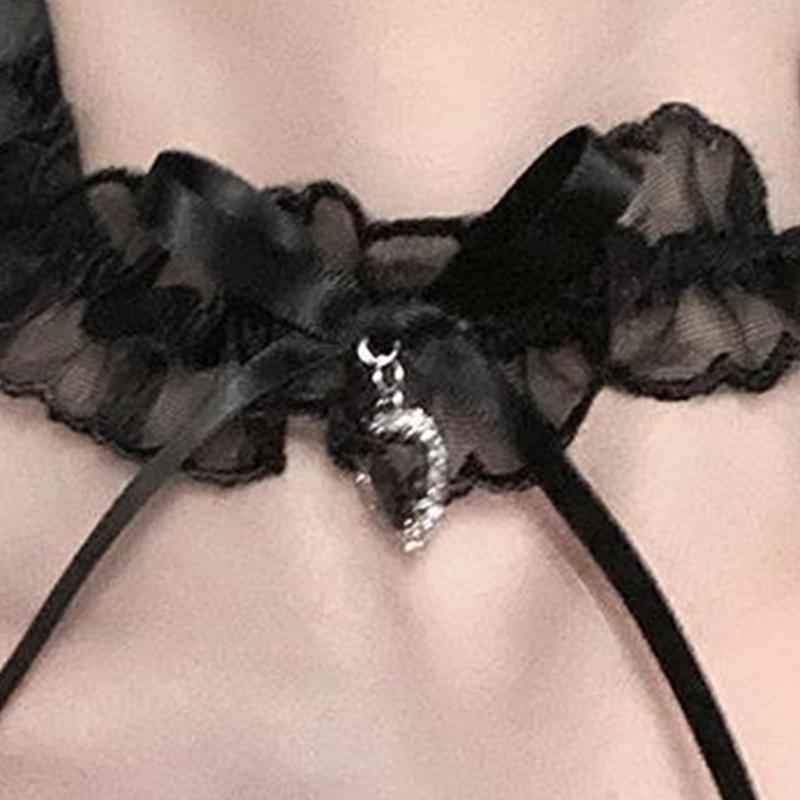 Lolit Choker Necklace Bows Choker Lace Choker Necklace Ribbon Choker Goth Choker Gothic Necklace Lolit Lace Collar