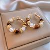 Silver Needle Tiger Eye Geometric Irregular Stud Earrings - Autumn Winter Retro Niche High-End Style.