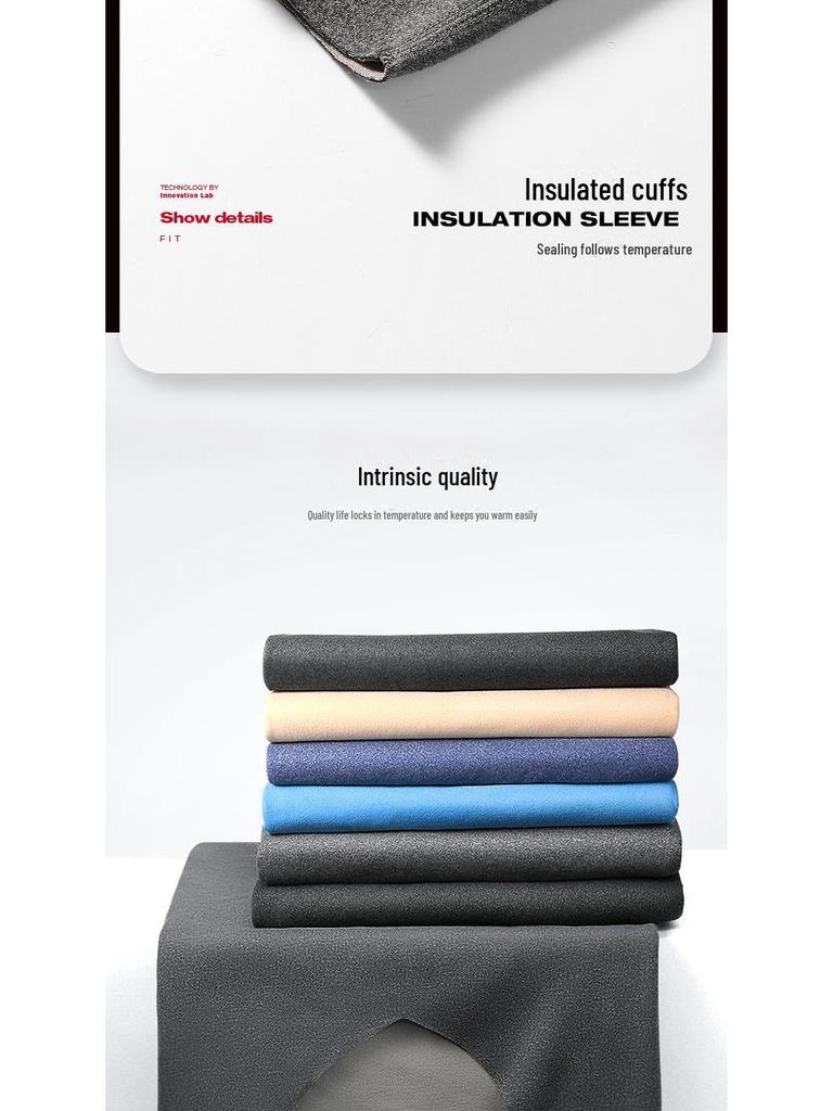 Męski jesienno-zimowy zestaw bielizny termicznej slim fit z podszewką z aksamitu