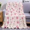 Pink Cherry Blossom Cartoon Anime Print Flannel Blanket Soft Warm Throw for Kids Bedroom Sofa Bed Christmas Office Car