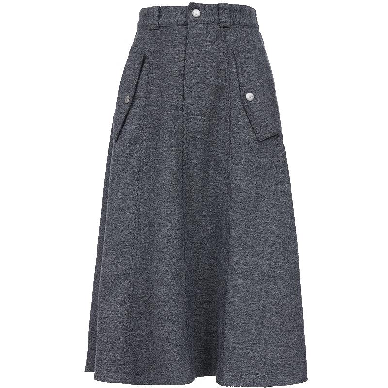 ONLY Women s Grey Academy A-Line Midi Skirt M