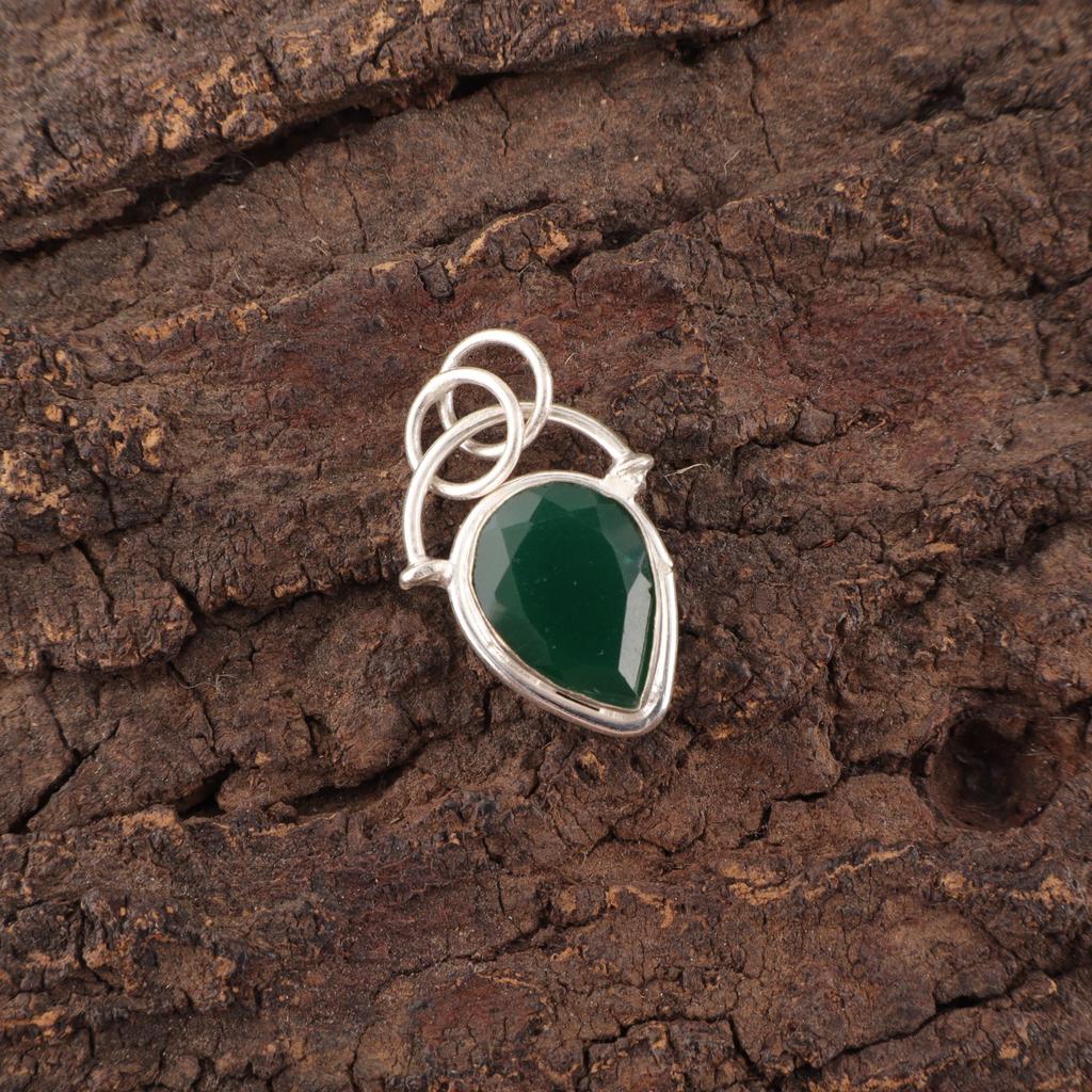 Natural Green Onyx 925 Sterling Silver Sisters Gift Anniversary Pendant Jewelry PP-56-21