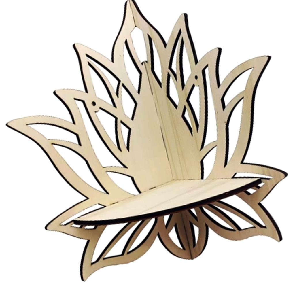 Wood Hollowed Flower Display Crystal Shelf Wall Mount Corner Shelf Floating Shelves Storage Rack for Home Office Decors