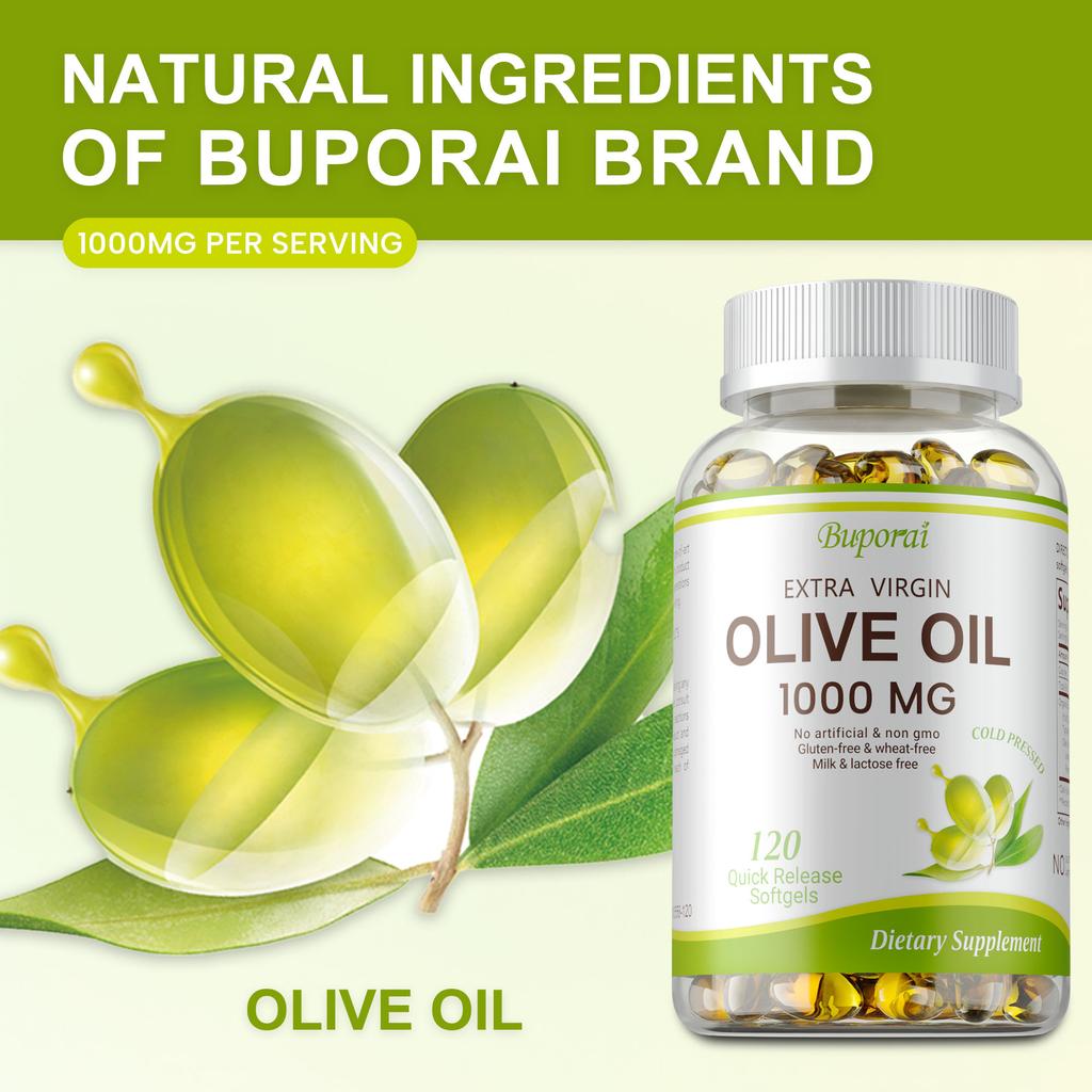 Kapseln mit nativem Olivenöl extra, 1000 mg, natürliche pflanzliche Ernährung, Immununterstützung, für Erwachsene geeignet.