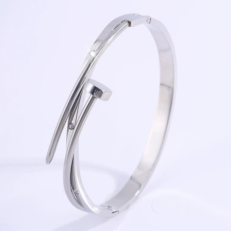 Starry Sky Silver Titanium Steel Bracelet for Women - High-End, Versatile, Full Diamond, Non-Fading Fashion Accessory