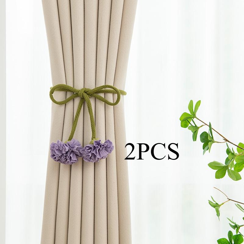 2PCS.Adjustable Creative Flower Curtain Tiebacks, Punch-Free Minimalist Holders,Non-Slip Straps for Sheer Curtains