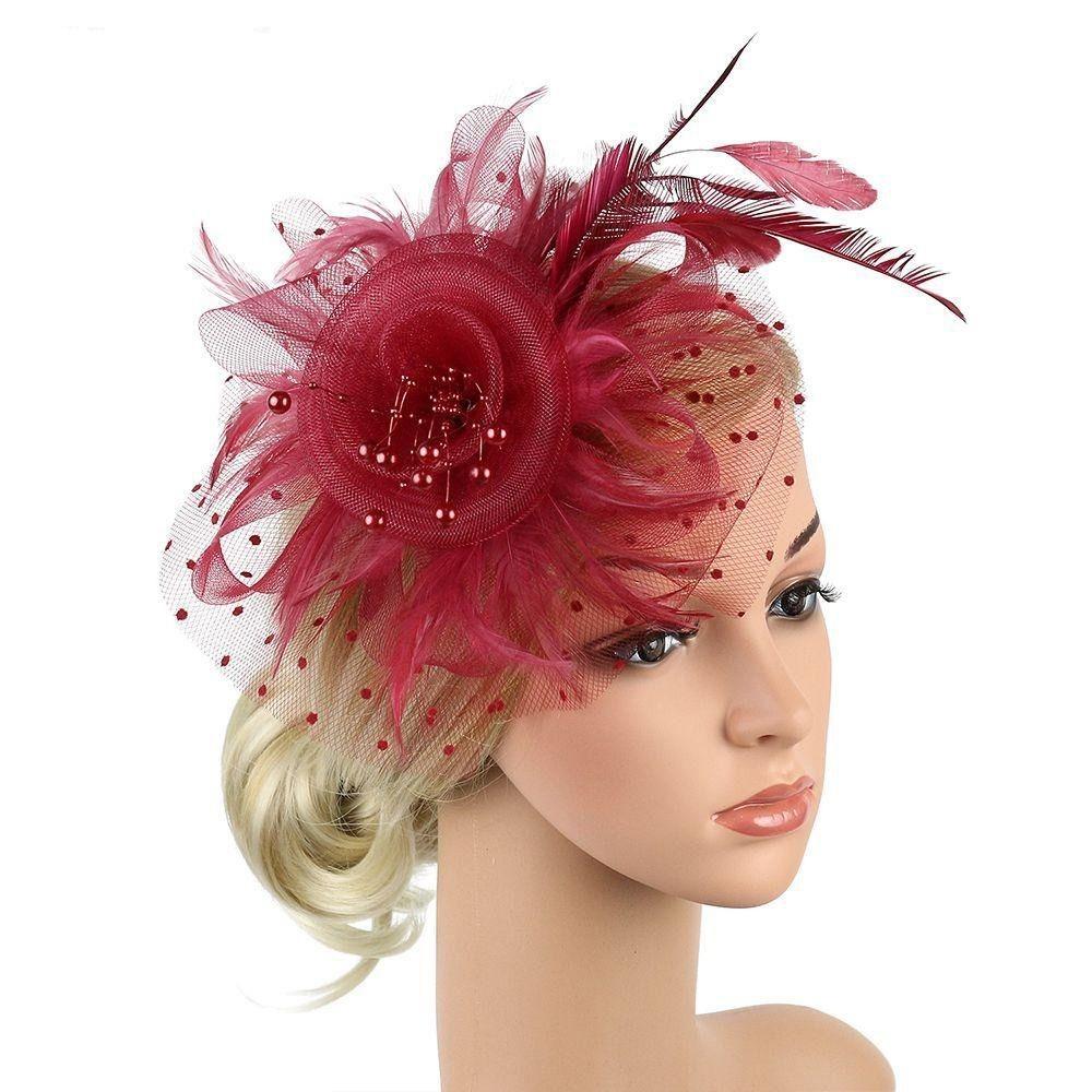Polka Dot Tea Party Mesh Hair Band Exquisite Bride Headdress Feathers Fascinator Hat  Photography