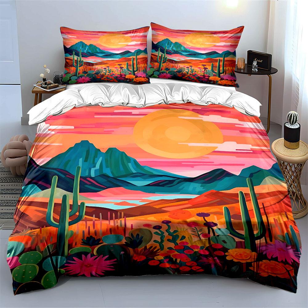 Colorful desert landscape pattern. Bedding sets Duvet cover sets Duvet covers Pillowcases(1 * Duvet Cover 2 * Pillowcases without duvet insert)