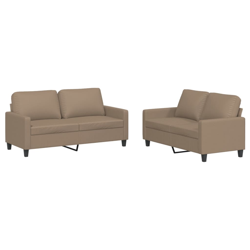 Vidaxl 2-Seater Sofa With Cushions, Cappuccino, Faux Leather
