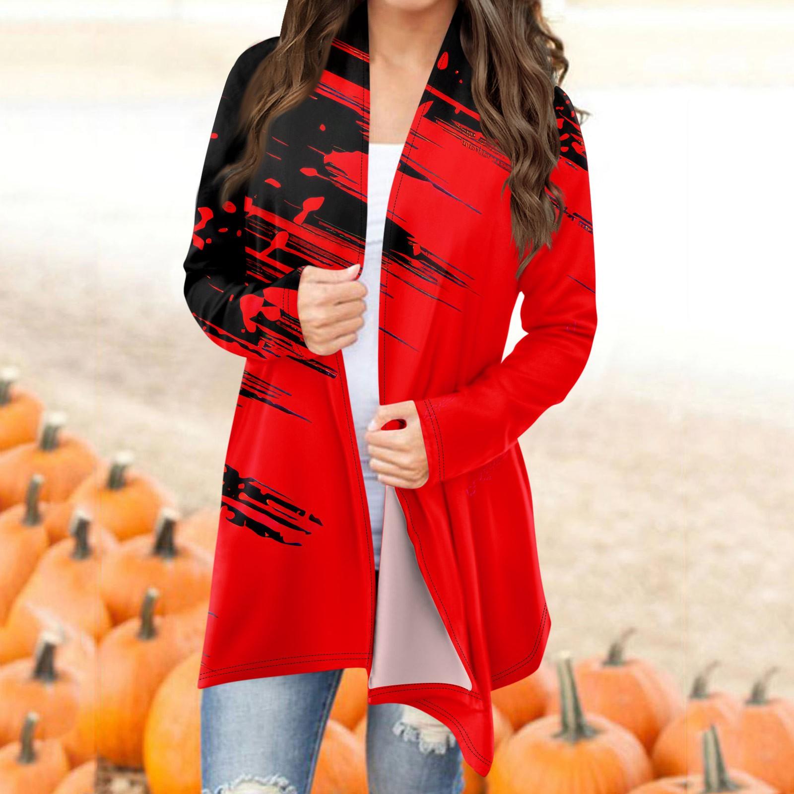 Женский модный повседневный кардиган средней длины с принтом на Хэллоуин — фото 3