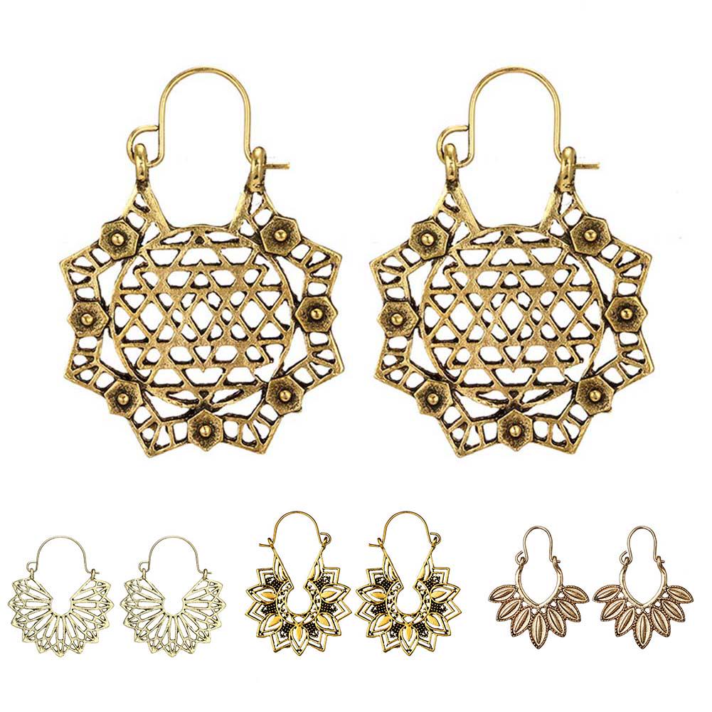 Flower Hoop Hollow Retro Jewelry Filigree Women Gift