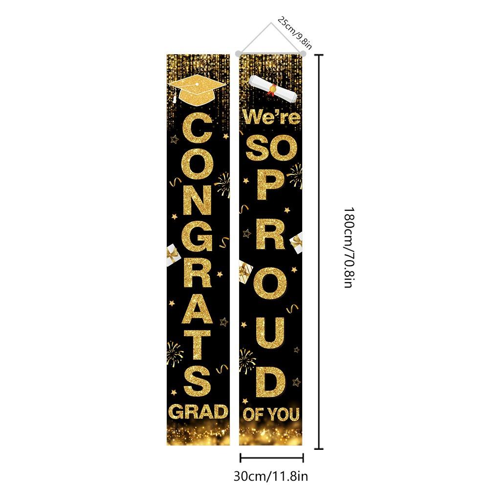 1Pair Graduation Porch Sign Banner Large Congrats Grad Party Supplies Decorations Door Banner For Graduation Party