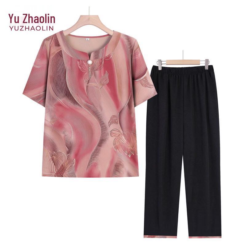 YUZHAOLIN Women s Ice Silk Summer Two-Piece Set 3XL