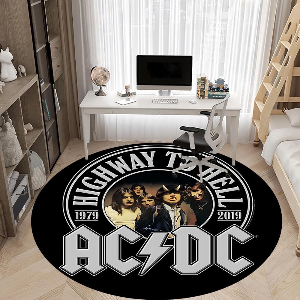 1ks Kulatý koberec AC/DC Rock Office, Pod kancelářské židle Ložnice Obývací pokoj Domácí dekorace  a1022186