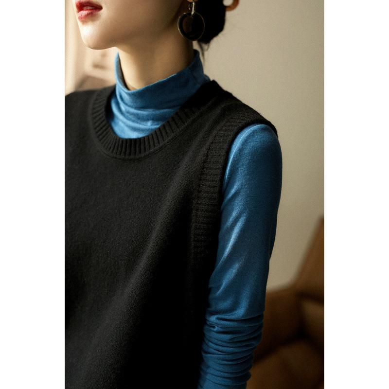 Literary sense stacked knitted sweater vest top women's autumn and winter new retro women's vest