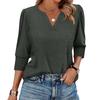 Women's Fashion Casual 3/4 Sleeve Solid Color Shirt Women's V-Neck Tops