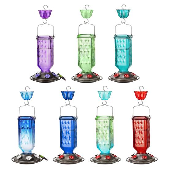 Mangiatoia per Colibrì Mangiatoia per Uccelli Sospesa con Fossato Formiche Mangiatoia per Colibrì da Esterno con 6 Fori di Alimentazione per Decorazione Giardino Cortile