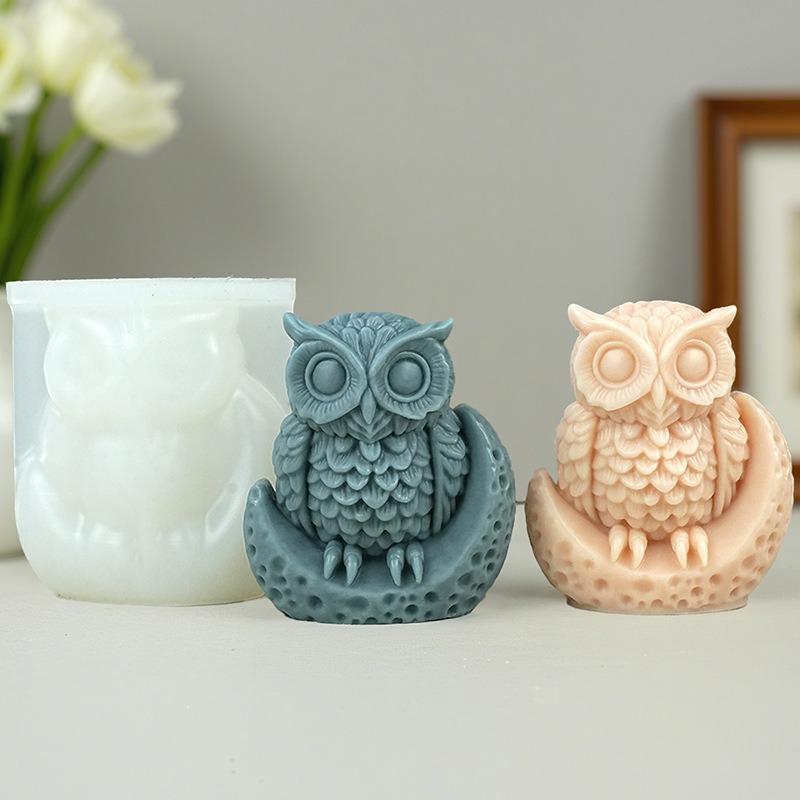 Owl Silicone Candle Mold Cute Gypsum Crafts Mold Handmade Soap Mold Artistic 3d Animal Chocolate Mould For Baking Candle Making