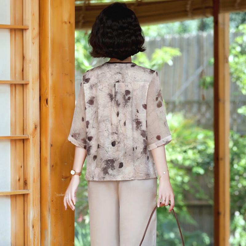 2026 Summer Stylish Loose Chiffon Two-Piece Set for Middle-Aged Women
