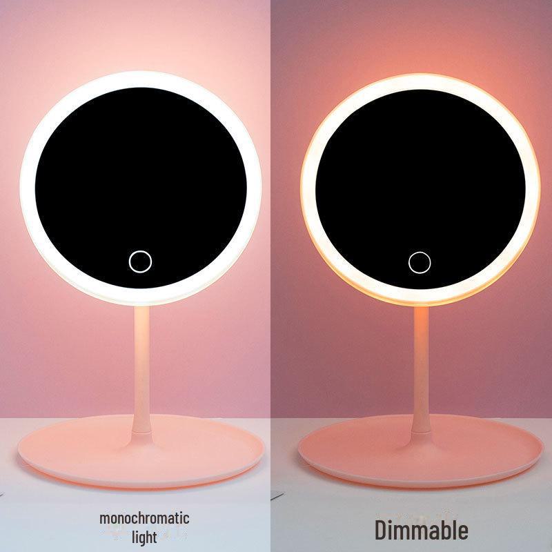 Tabletop LED Makeup Mirror with Smart Adjustable Tri-Color Lighting and One-Touch Charging