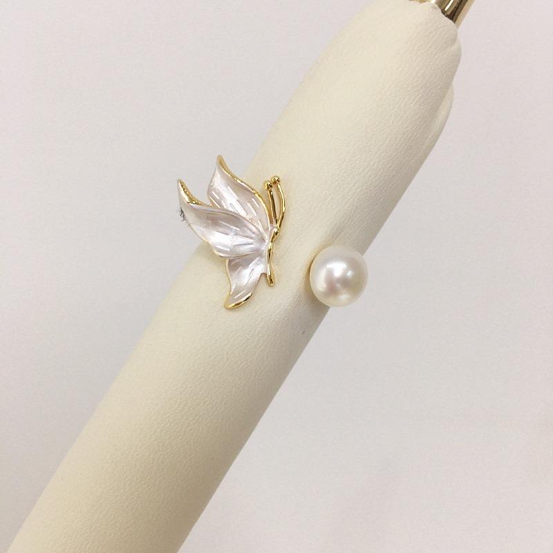 Zhuji Natur Süßwasserperlen Set - Damen mattierte Schmetterlingsperlen Ohrringe, 18 Karat Gold Filled & Anlaufgeschützt