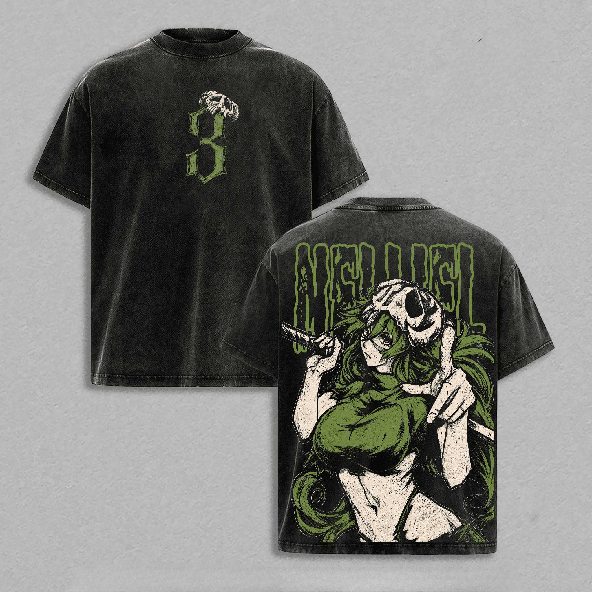 2026 Hot Sale Anime BLEACH Printed T Shirt Nelliel Tu Odelschwanck Vintage Washed Y2k T-shirt Men Clothing Summer Short Sleeve Cotton Tee Tops L