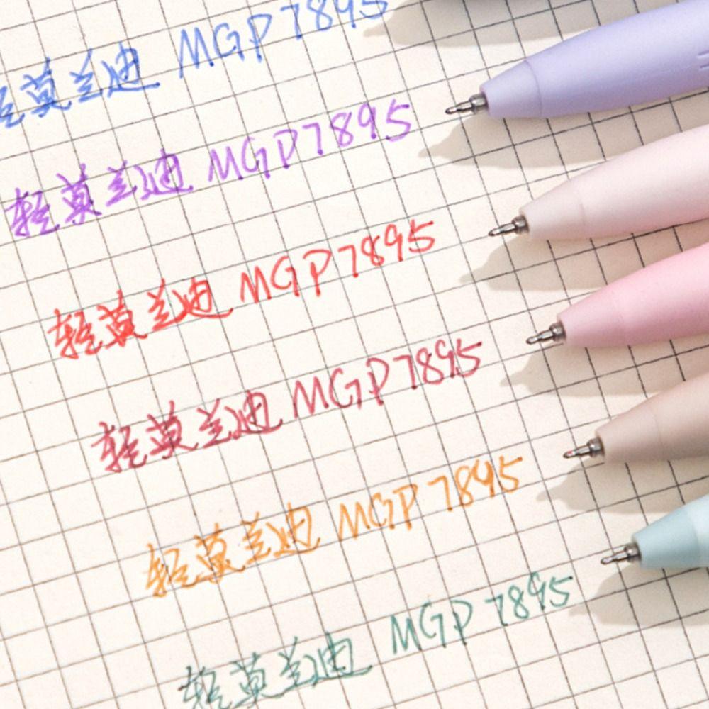 6Colors/Set Press Type Color Gel Pen Color Ink Macaron/Morandi/Retro Color Neutral Pen 0.5mm ST Tip Signing Pen Students Gift