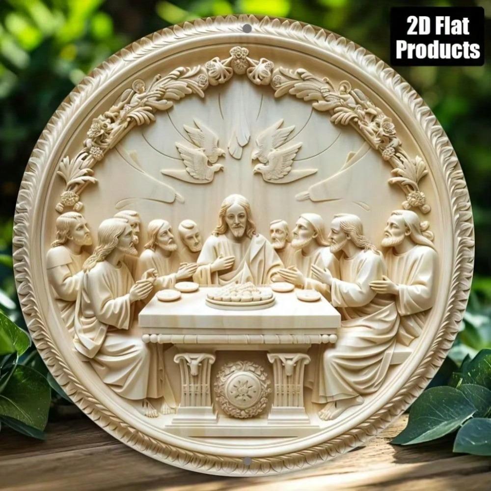 Last Supper Metal Tin Sign Round Wall Art Bar Cafe Kitchen Decor