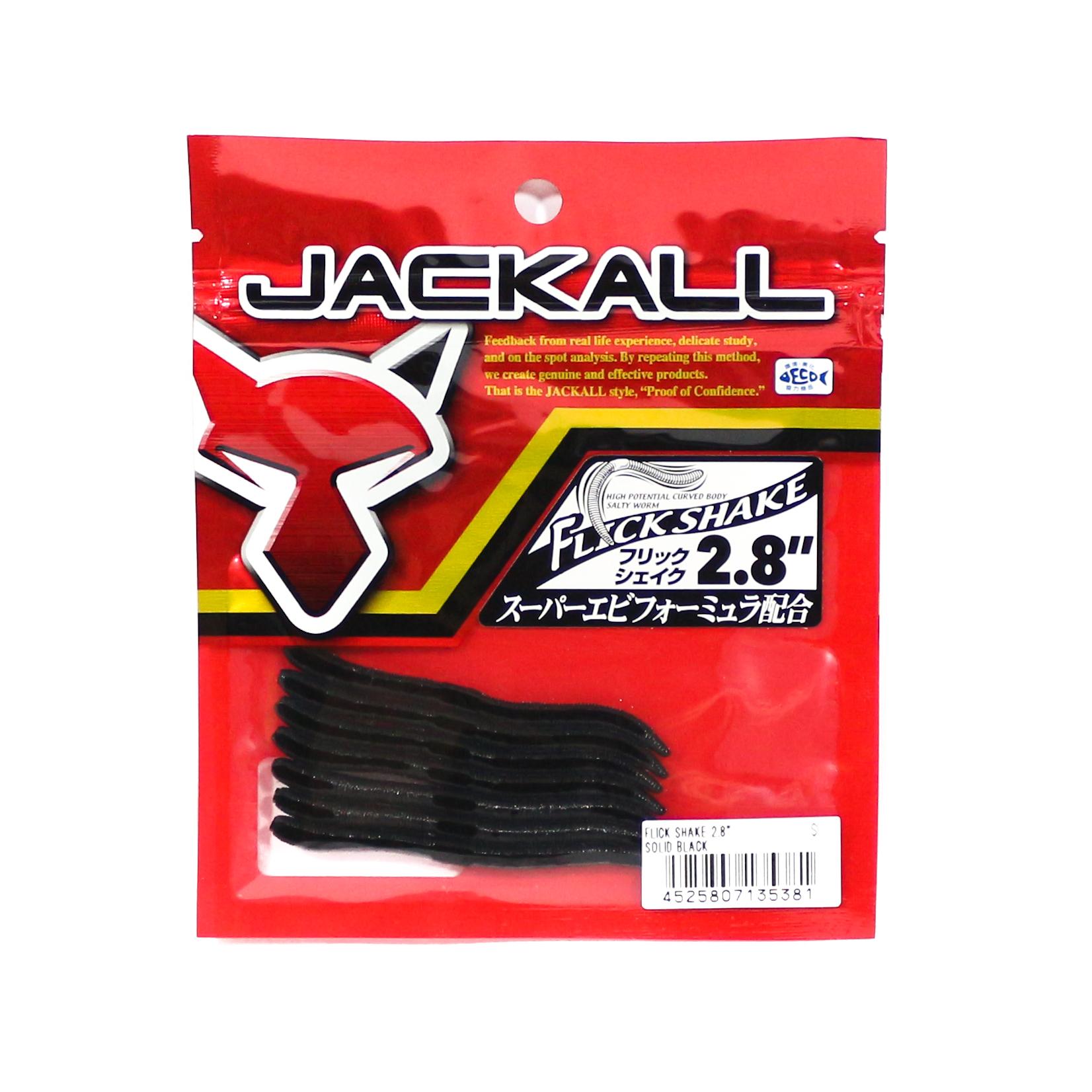 

Jackall Soft Lure Flick Shake Worm 2,8 дюйма Твердый черный (5381)