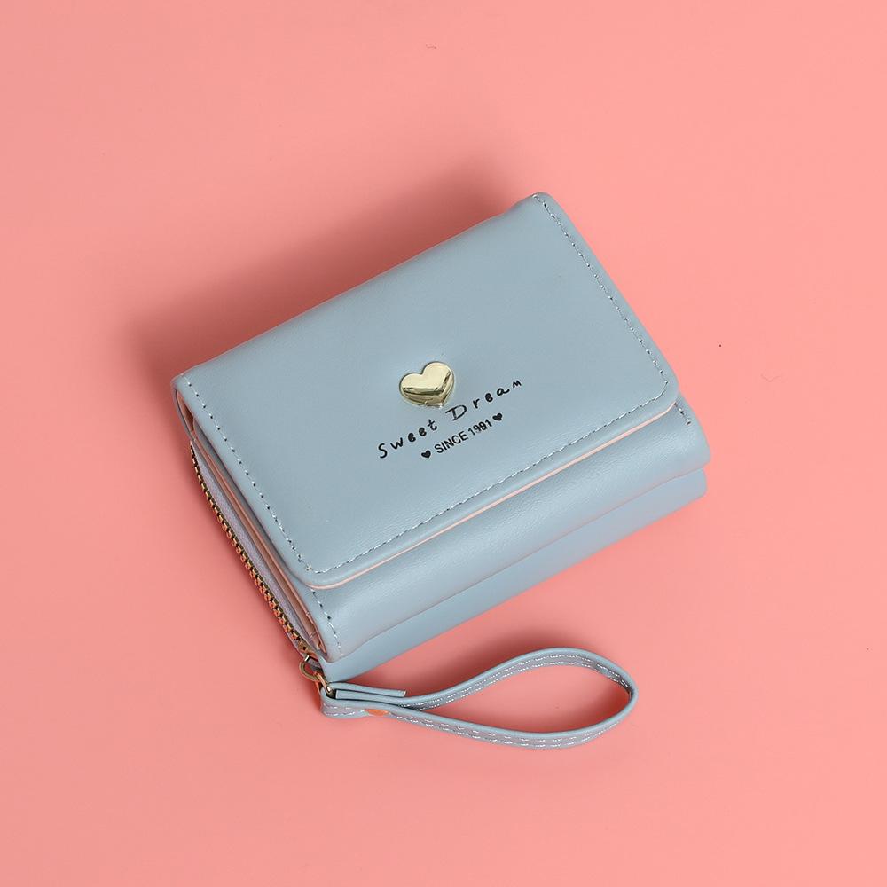 

New Heart-Shaped Snap Coin Purse with Multi-Card Slots in Macaron Colors 10.5x3.5x8 cm синій