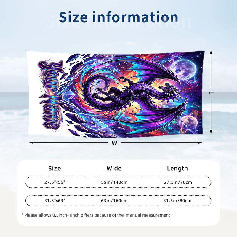 Dragon Phoenix Theme Beach Towel Personalized Custom Name & Text Soft Quick Dry Beach Towel for Swimming Travel