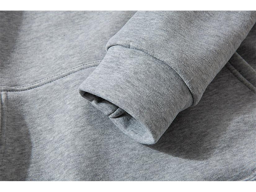 Unisex Fleece-Lined Thick Hooded Jacket - Solid Color, Trendy Autumn/Winter Style, Custom Logo Printing