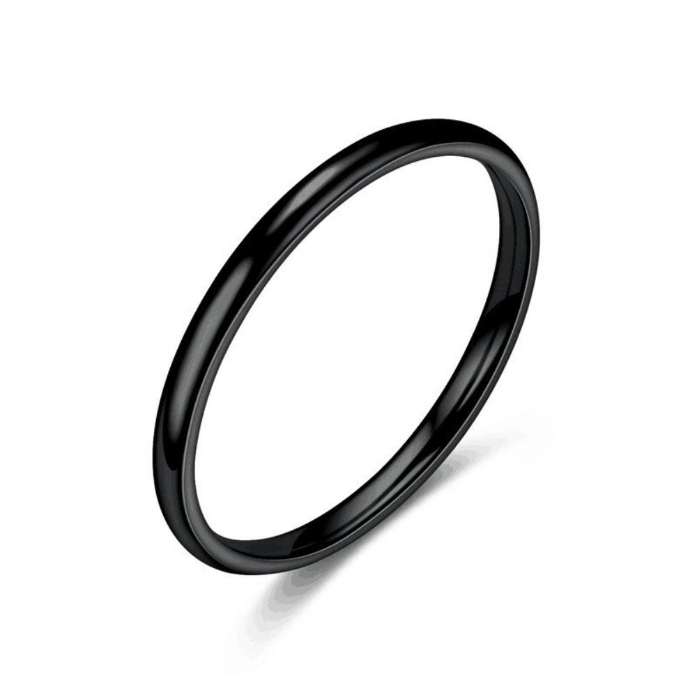 2mm Minimalist Titanium Steel Couple Rings – Smooth Surface Simple Design Ring for Women and Men