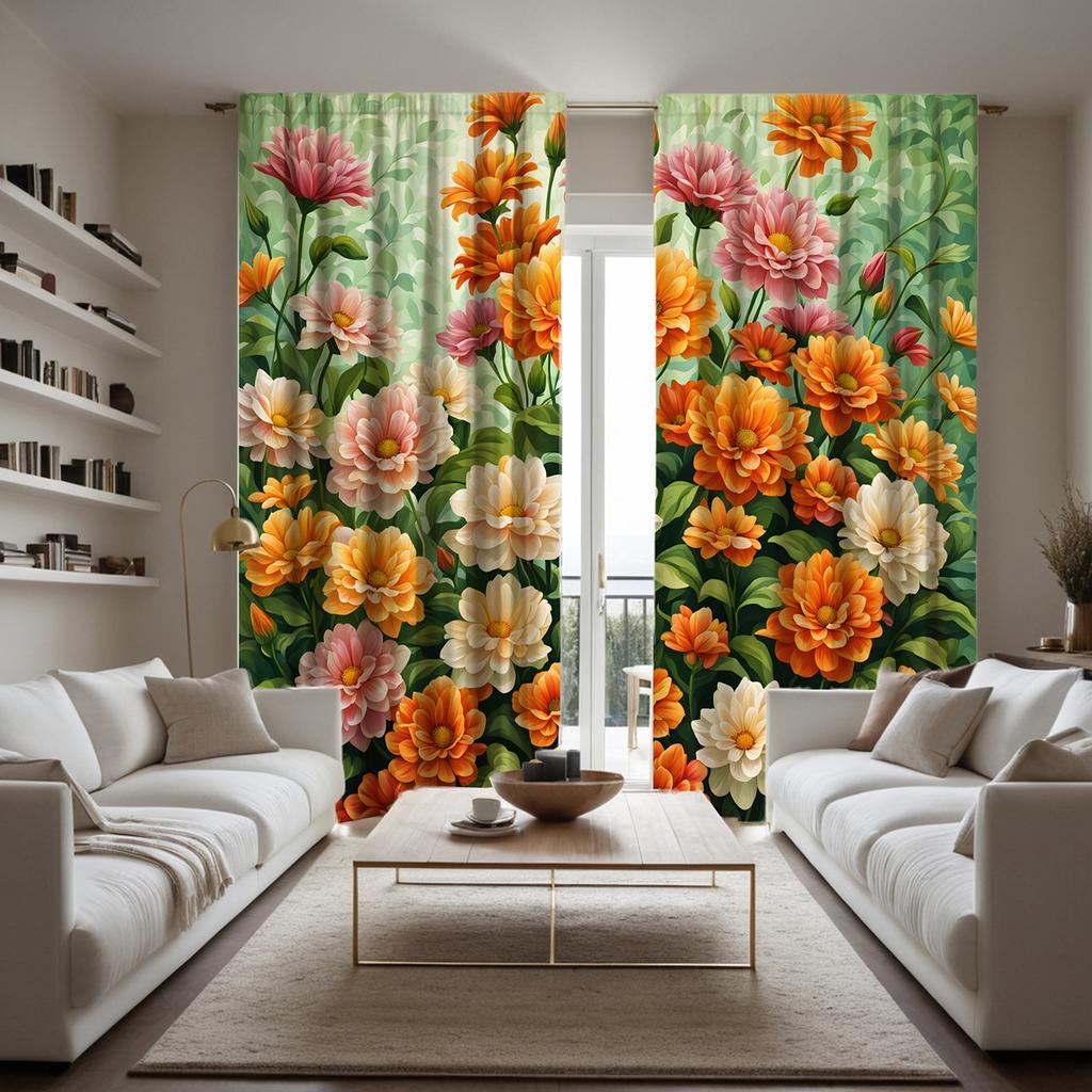 2pcs HD cor nacional Tianxiang peônia cortina decorativa Verde impressão digital cortina decoração para casa estilo decoração liv