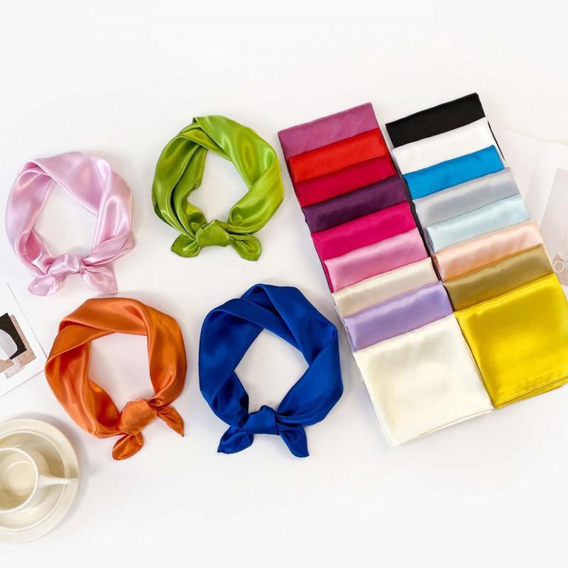 Pañuelo Cuadrado de Satén de Color Sólido de 60 cm para Mujer Ligero Elegante Chal Envolvente para el Cuello Accesorio Elegante Moda