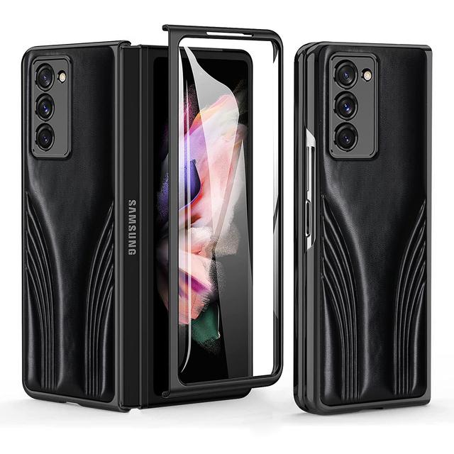 Comfortable Leather Cell Phone Cover Folding Case For Samsung Galaxy Z Fold4 5g Fold4 Fold 3 2 Fold2 Fold3 Tempered Glass Film