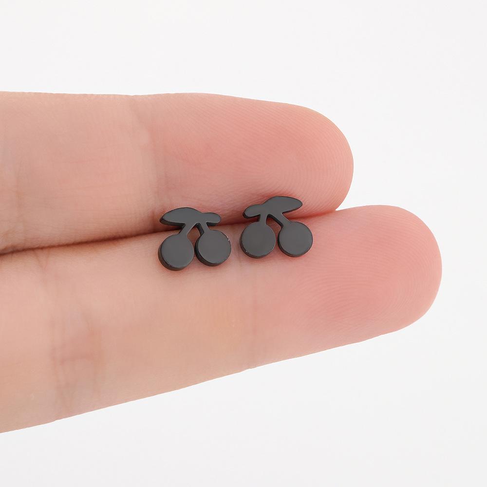 Unisex Titanium Steel Heart Stud Earrings - Simple, Elegant, Christmas Theme