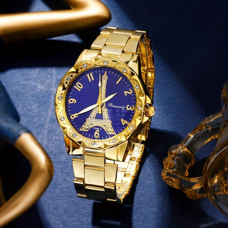 Elegant Luxury Series Women's Watch Fashion Paris Diamond Set Quartz Watch Women, Alloy Band