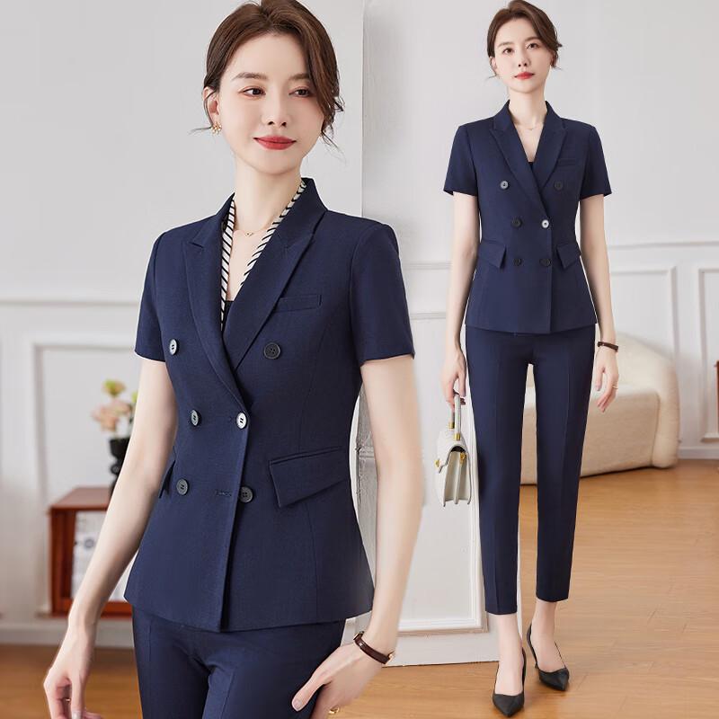 Women's Summer Double-breasted Short-Sleeve Professional Suit Jacket