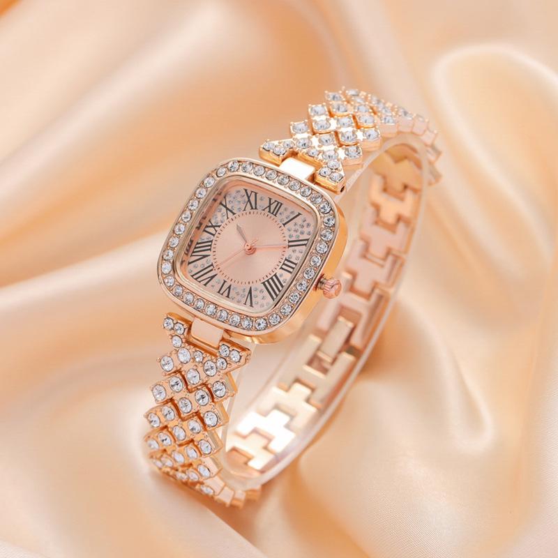 Starry Sky Square Diamond Studded Women's Fashion Watch with Bracelet Style