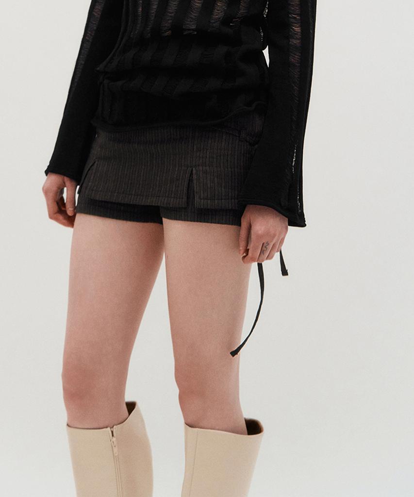 Kimjisu Ribbon Tied Mini Skirt Pants _ Brown
