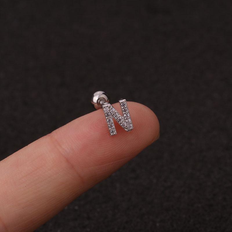 Trendy 26 Letters Tragus Cartilage Earring Women Exquisite Tiny Initial Alphabet Name Helix Earring Piercing Jewelry Gift