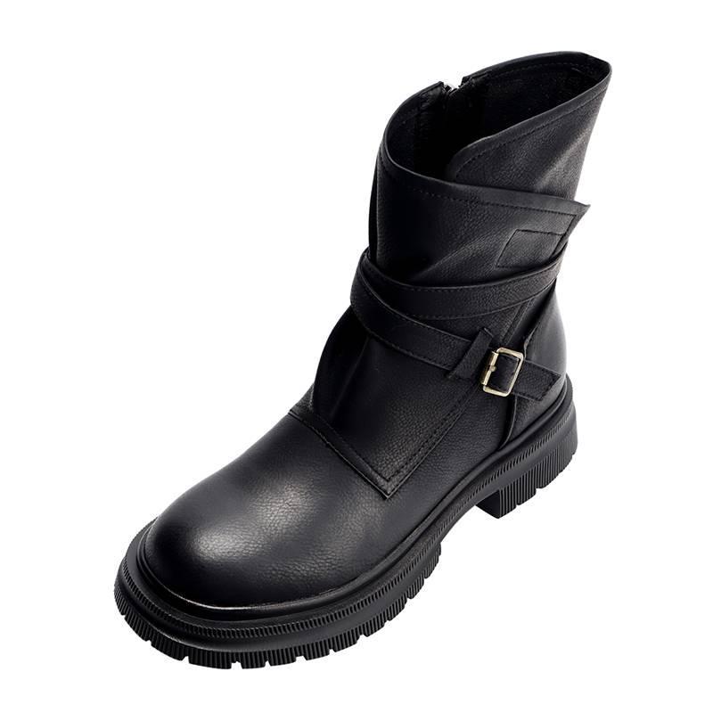 New women's leather boots leather large size women's boots cowhide rubber thick-soled non-slip low boots autumn and winter Martin boots women