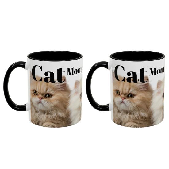 1/2Pcs Coffee Cup Large Capacity Ceramic Mug Food-Grade Lightweight Dishwasher Microwave Safe Cat Mom Themed Mug