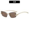 New metal trimmed frameless sunglasses, high-end trendy square fashion sunglasses, personalized versatile street shot glasses